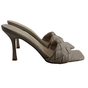 CARCUUME Square Toe Stiletto‎ Heels Woman Size 9 Woven Strap Tan Brown
